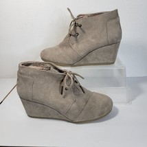 Womans TOMS Kala Wedge Lace up Suede Tan/Taupe Bootie Size 9 - £26.78 GBP