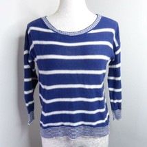 American Eagle Women&#39;s XS Blue &amp; White Striped Cotton Lightweight Knit Sweater - £3.99 GBP