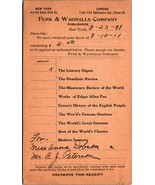 New York City NY 1911 Funk &amp; Wagnalls Co $4.00 Receipt for The Literary ... - $8.86