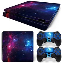 For PS4 Slim Console Skin &amp; 2 Controllers Deep Space Nebula Vinyl Decal  - £11.16 GBP