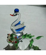 Hand Blown Glass Dragon &amp; Swan Clear Glass with Green &amp; Blue Small - £14.27 GBP