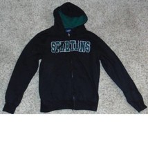 Mens Jacket NCAA Michigan State Spartans MSU Black Football Zip Up Hooded-sz M - £18.58 GBP