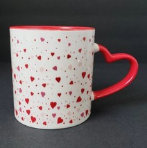 Bay Island Heart Pattern 16 oz. Stoneware Coffee Mug Cup Heart Shaped Handle - £12.10 GBP