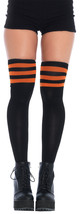 Leg Avenue Women&#39;s Athletic Three Striped Knee High Socks, Black/Orange, One Siz - £55.29 GBP