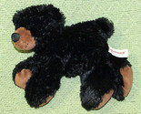 AURORA WORLD MINI FLOPSIES 8&quot; BLACK BEAR BEANBAG STUFFED ANIMAL PLUSH BR... - $5.63