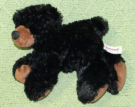 AURORA WORLD MINI FLOPSIES 8&quot; BLACK BEAR BEANBAG STUFFED ANIMAL PLUSH BR... - £4.49 GBP