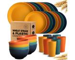 Colorful 32-Piece Wheat Straw Dinnerware Set for 8 - £51.29 GBP