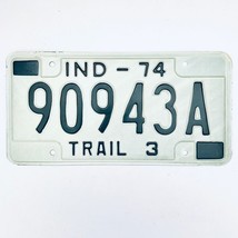 1974 United States Indiana Bartholomew County Trailer License Plate 90943A - £6.67 GBP