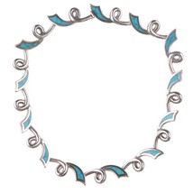 16&quot; Los Castillo Modernist sterling and turquoise choker necklace - £593.41 GBP