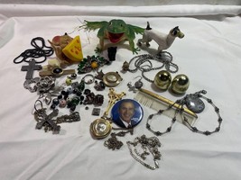 Junk Drawer Jewelry Lot Figures Beads Pins Estate Untested 1 Pound Lot - £26.49 GBP