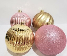 LARGE 6.5&quot; Stunning Shabby Chic Baby Girls Pink Gold Christmas Ornaments Decor  - £24.08 GBP