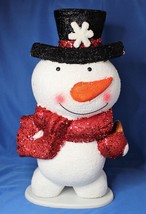 Styrofoam Snowman 16&quot; with a Wooden back and base made in 2012 - £11.28 GBP