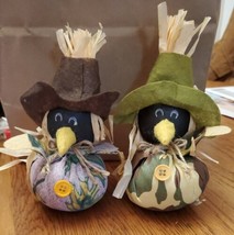 Pair of Fall Crow Boys Shelf Sitters  Approx 7&quot; x 3.5&quot;  Weighted Camo &amp; Leaves  - £10.11 GBP