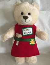 Build A Bear Red Christmas Santa&#39;s  Helper Apron &amp; Plush Ivory Teddy Bea... - $19.99