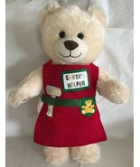 Build A Bear Red Christmas Santa's  Helper Apron & Plush Ivory Teddy Bear 16” - $19.99