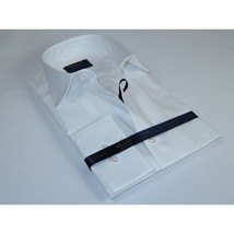 Men 100% Cotton Shirt Manschett Quesste Turkey Slim Fit 6040-01 White Pin dot image 7