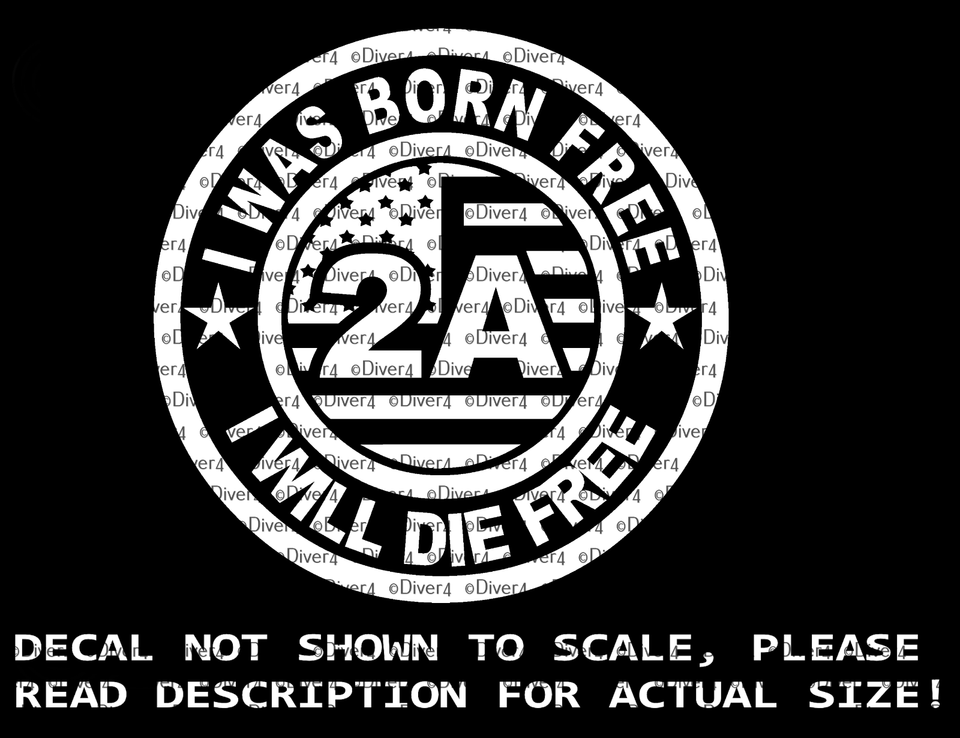 Round I Was Born Free I Will Die Free 2A Car Van Truck Decal USA Made - $6.72+