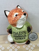 Vintage 1981 Hallmark Dads Personal Banker Shirt Tales Fox Piggy Bank Ceramic - £17.47 GBP