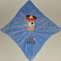 Okie Dokie Mommy&#39;s All Star Puppy Dog Lovey Rattle Plush Blue Brown Baby Toy - $14.80