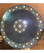 36&quot;x36&quot;inch Black Marble Table Top Round Dining Multi Stone Floral Inlay... - $2,499.00