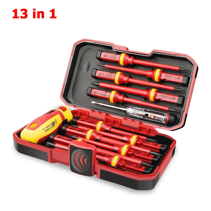  13in1 1000v changeable insulated screwdriver set and magnetic slotted bits repair tool thumb200