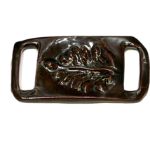 Vintage Hand Made Clay Pottery Belt Buckle Hippie Leaf Brown - £13.93 GBP
