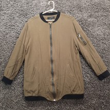 Miss Love Jacket Women Large Lightweight Full Zip Lined Rayon Shell Oliv... - $11.41