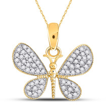 10kt Yellow Gold Womens Round Diamond Butterfly Bug Pendant 1/3 Cttw - £270.77 GBP