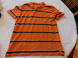Nautica Jeans Co. Men&#39;s Short Sleeve Polo Shirt Size XL xlarge Striped Orange - £12.29 GBP
