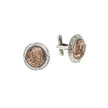 Rose Gold-Tone and Silver-Tone Mary Round Cuff Links - $37.37