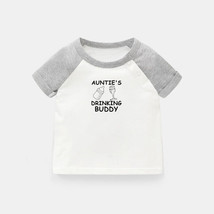 Auntie&#39;s Drinking Buddy Humor Newborn Baby T-shirt Vest Toddler Graphic Tee Tops - £9.33 GBP