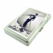 Vintage Skiing D21 100&#39;s Size Cigarette Case with Built in Lighter Skiers - £16.22 GBP