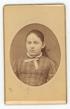 Antique CDV Circa 1870s Beautiful Young Girl With Long Hair &amp; Bow on Her Dress - £7.46 GBP