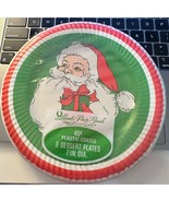 Vintage Laurel Party Goods Plastic Coated Santa Dessert Plates 7&quot; 8 coun... - $20.30 CAD
