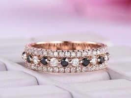 1.25Ct Round Cut Diamond 14K Rose Gold Finish Stackble Eternity Wedding Ring - £64.26 GBP