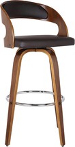 Brown Faux Leather And A Walnut Wood Finish Characterize The, Height Bar Stool. - £148.68 GBP