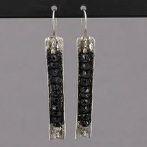 Vintage Silpada Sterling Black Tourmaline Beaded Long Wire Earrings W119... - $49.99