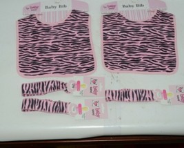 Baby Ganz Girl Pink Black Zebra Pattern Pacifier Clip Matching Bib Gift Set image 1