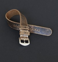 Handmade Brown One-Piece Leather Watch Band Military Distress watch band... - $35.00