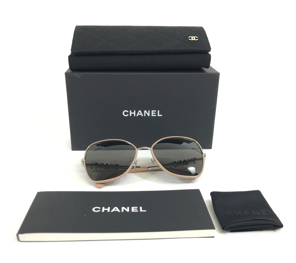 Chanel Sunglasses 4283 c.261/3 Silver Beige Butterfly Frames with Brown ... - $480.14