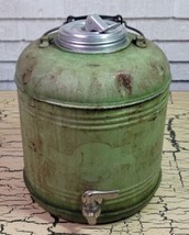 Antique Vintage Water Thermos Metal Jug Porcelain Lined Snap Tite Top Ra... - $29.02