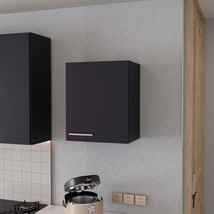 So- Hi Black Melamine Wall Cabinet with One Door - $119.99
