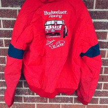 Bill Elliott  Budweiser Embroidered Red Jacket XL Made In USA NASCAR Vintage - £32.22 GBP