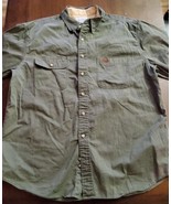 Carhartt Button Down Short Sleeve Large Hunter Green Relaxed Fit 100% Co... - £21.89 GBP