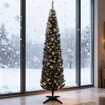 7ft Black Pencil Christmas Tree Slim Artificial Holiday Decor - $166.38 CAD