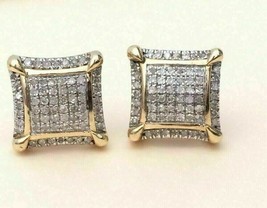 1.50Ct Round Cut Simulated Diamond Cluster Stud Earrings 14K Yellow Gold... - $159.66