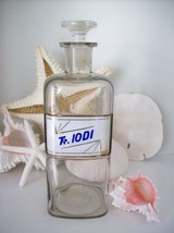 RARE 9.5&quot; Glass Label Apothecary Bottle~LUG~1800&#39;s~Tr. IODI~TINCTURE OF ... - $181.99