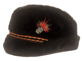 Vintage Faux Fur Fedora Mens Sz Medium Travelers Red Feather Union Made Hat - $356.20 MXN
