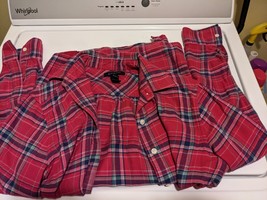Lands End flannel top ~ womens size XS 2-4 ~ button up long sleeve shirt - $107.85 MXN