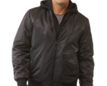Guess Men&#39;s Black Bomber Jacket With Removable Hooded Inset Large - $41.83